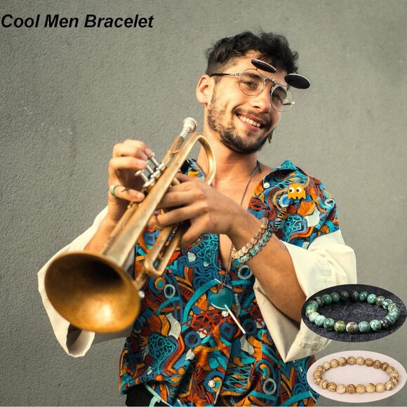 15 Pcs Multi-Color Semi-Precious Gemstone Beaded Bracelets for Women and Men - Picture 4 of 7